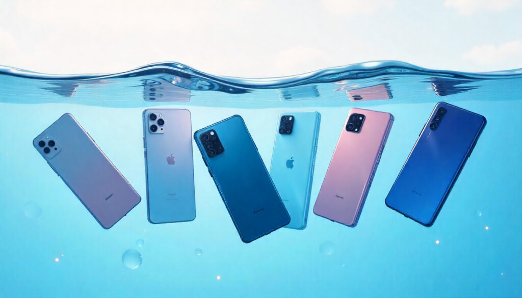 Various smartphones stacked together