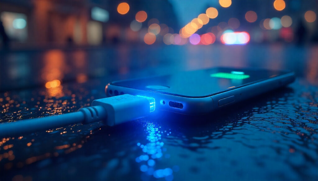 USB A to USB C fast charging illustration