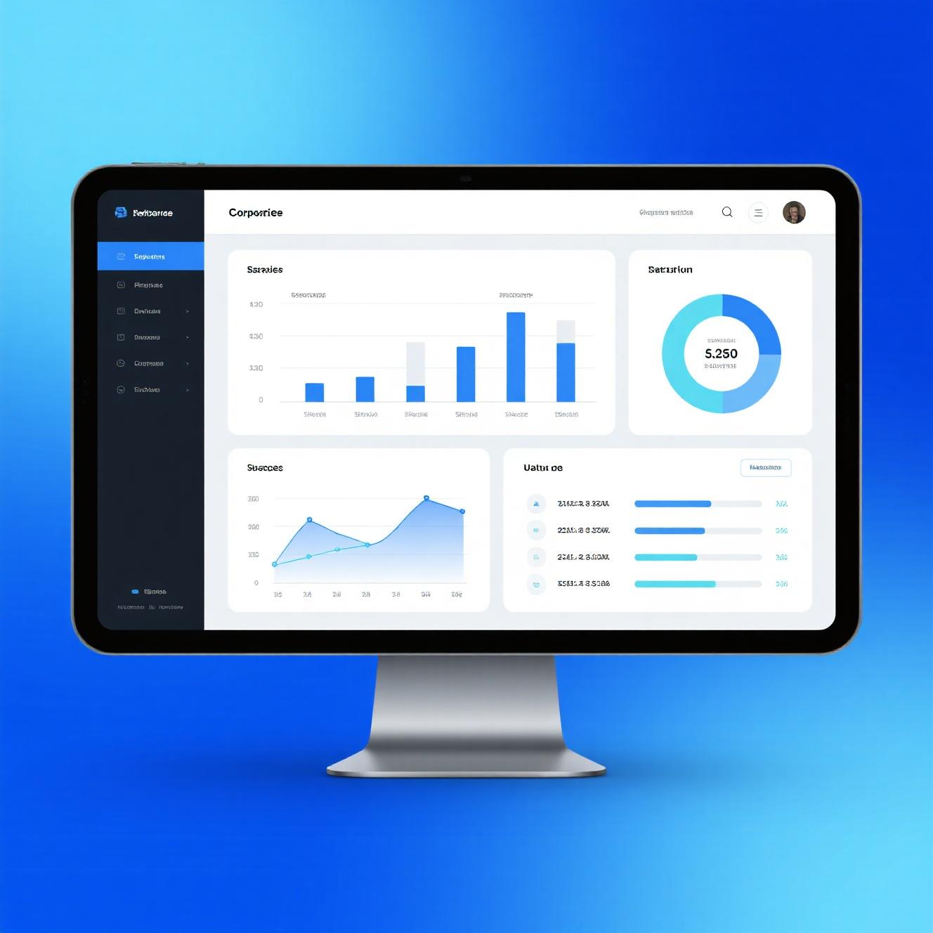 Modern data visualization charts and graphs for BI reporting