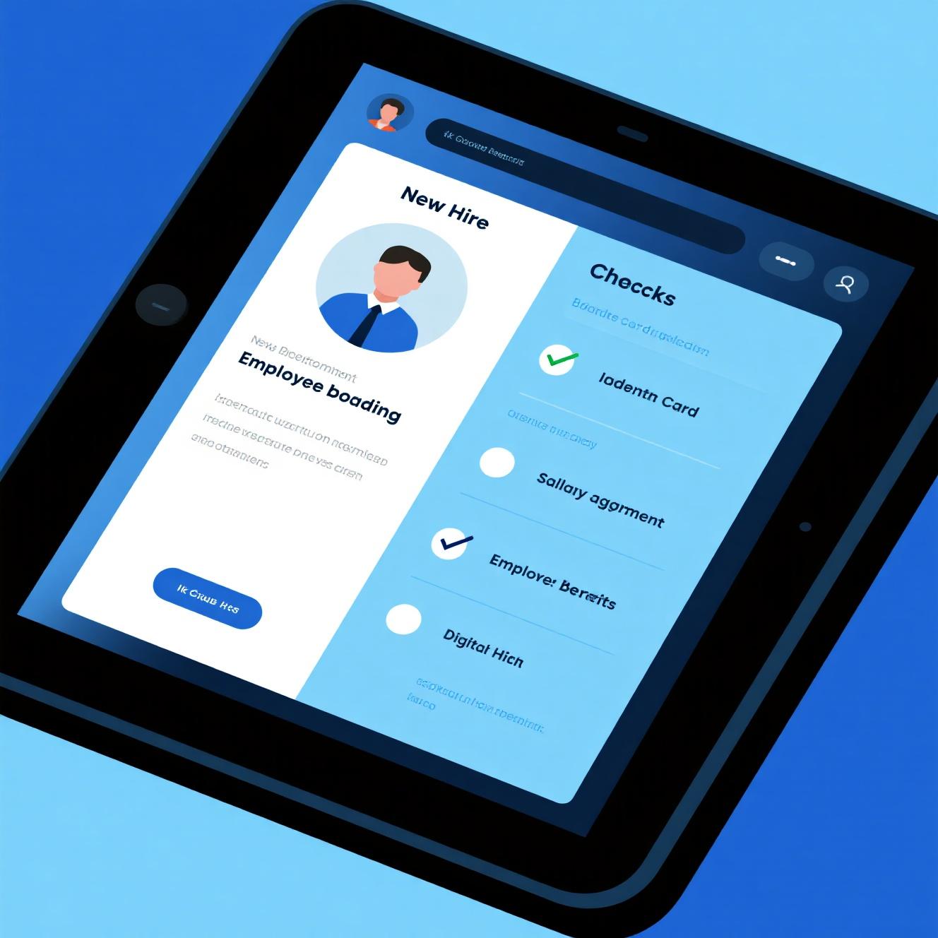 Employee onboarding checklist on tablet, HR software onboarding process