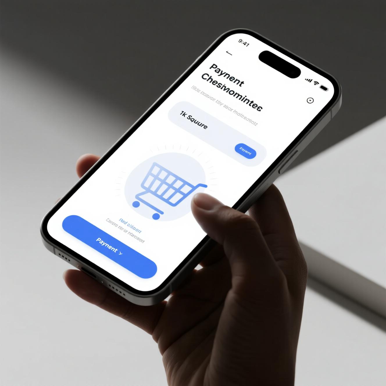 Mobile phone with payment app checkout, digital wallet payment processing software