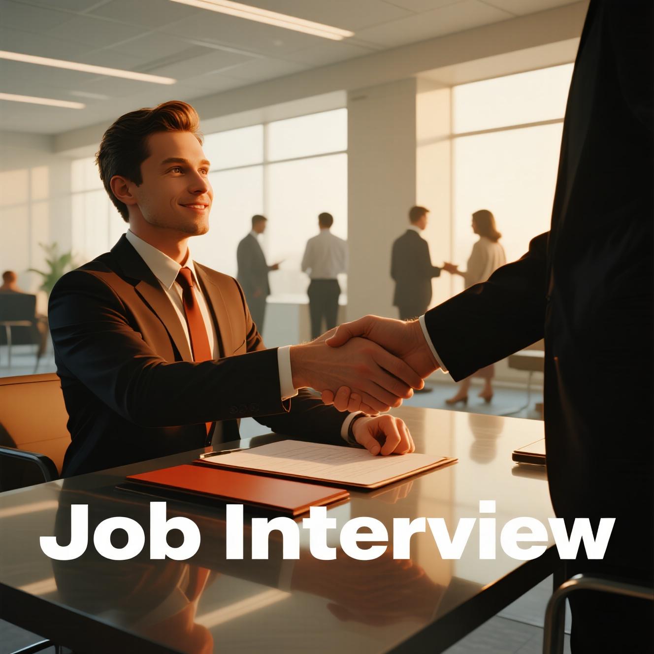 Job interview scene with candidate and HR manager in professional office