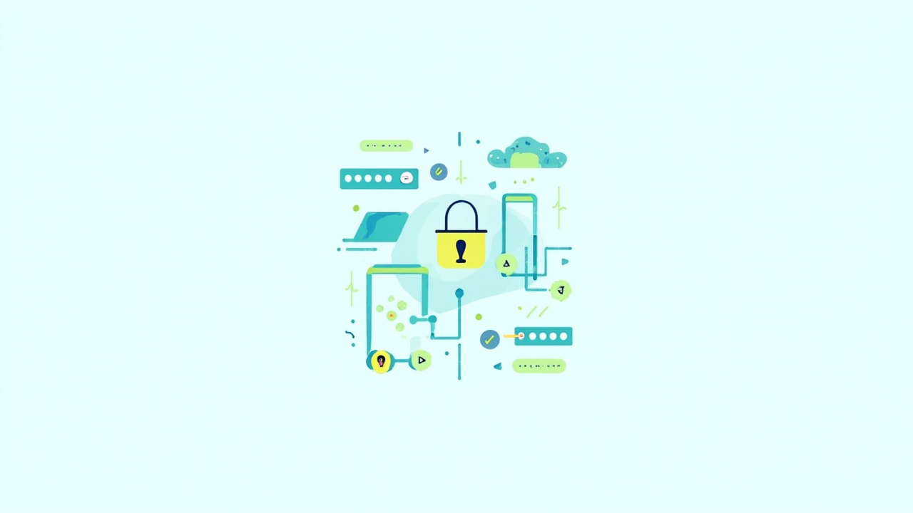 Illustration depicting essential password manager features including security, cross-platform sync, and encryption across multiple devices